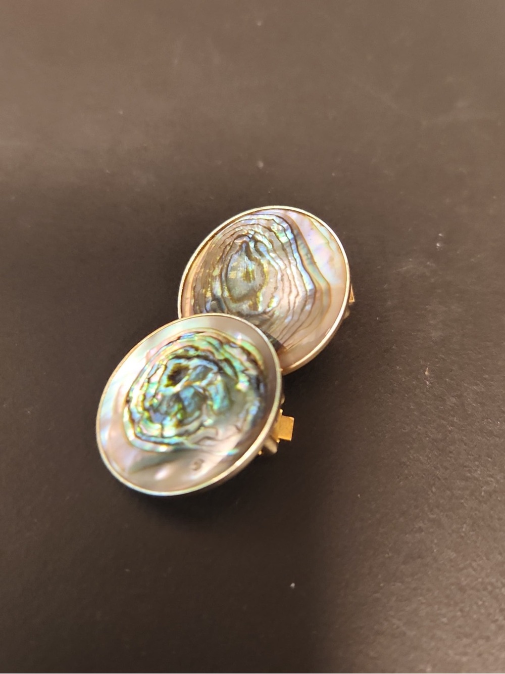 Abalone Clip-On Vintage Earrings